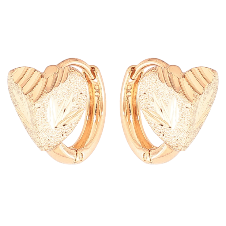 Серьги Xuping Позолота 18K колечки Сердечки с узором насечками фото №9