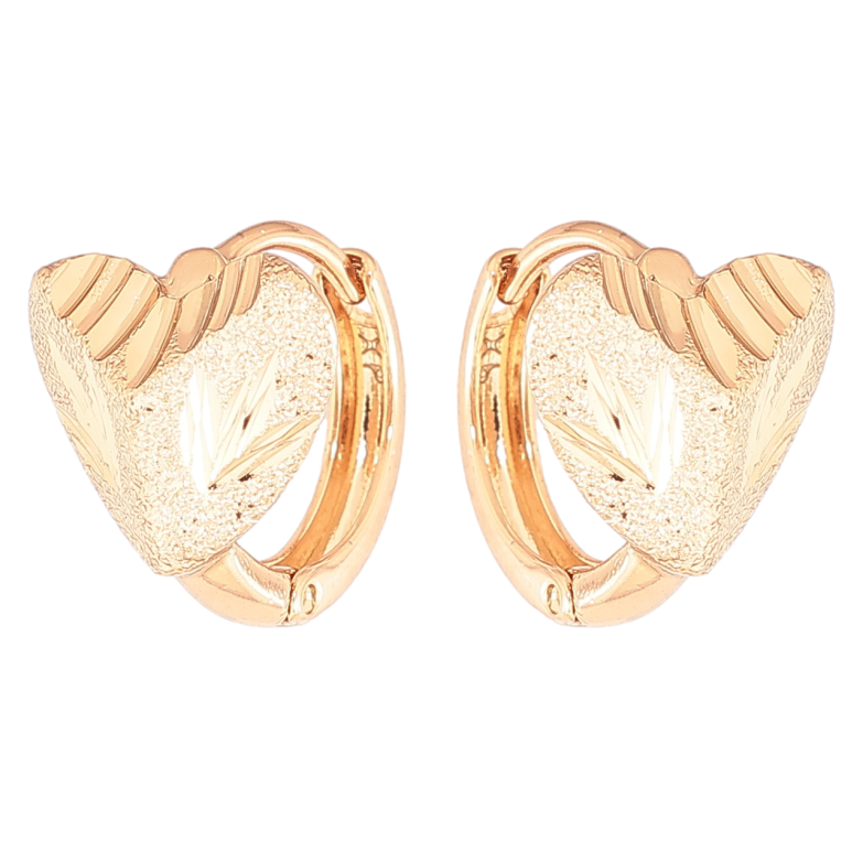 Серьги Xuping Позолота 18K колечки Сердечки с узором насечками фото №1