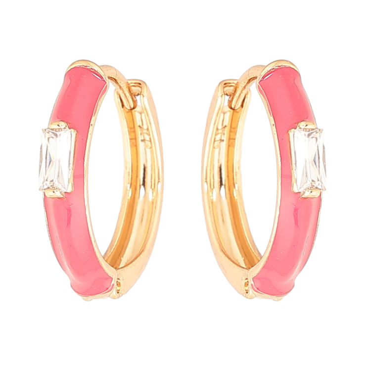 Серьги Xuping Позолота 18K колечки Покрытие розовой эмалью с вставкой кристалл фото №15