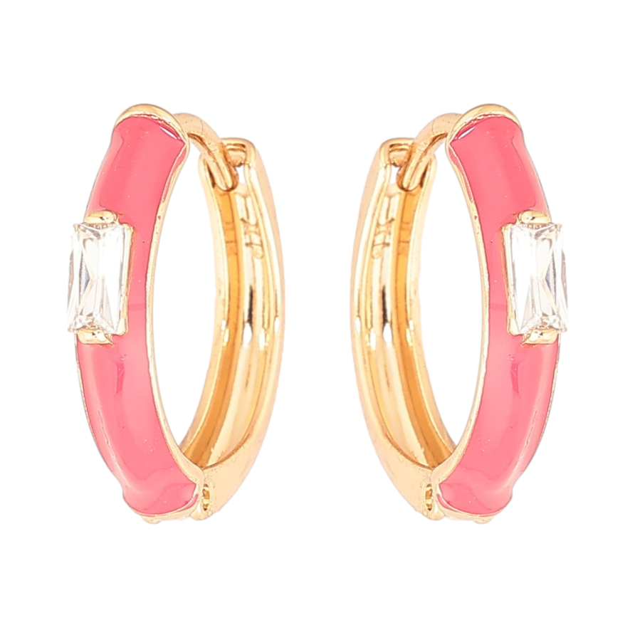 Серьги Xuping Позолота 18K колечки Покрытие розовой эмалью с вставкой кристалл фото №1