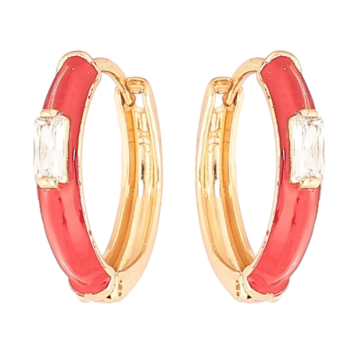 Серьги Xuping Позолота 18K колечки Покрытие красной эмалью с вставкой кристалл фото №16