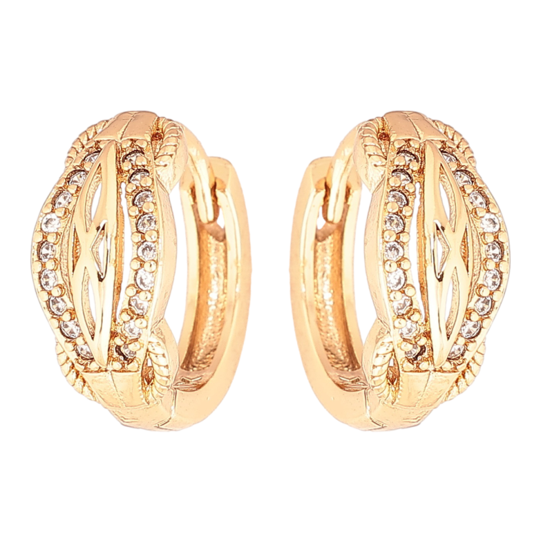 Серьги Xuping Позолота 18K колечки Декоративный узор с кристаллами фото №2