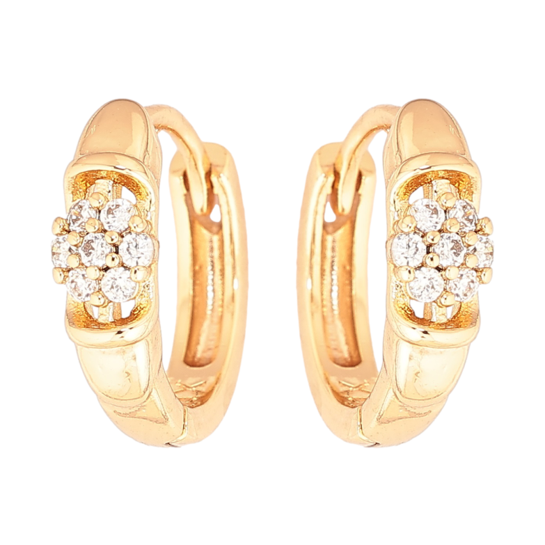 Сережки Xuping Позолота 18K колечка Кришталеві квіточки фото №2 Сережки Xuping Позолота 18K колечка Кришталеві квіточки фото №2