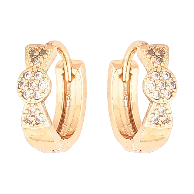 Сережки Xuping Позолота 18K колечка Візерунок з кристалами фото №1 Сережки Xuping Позолота 18K колечка Візерунок з кристалами фото №1