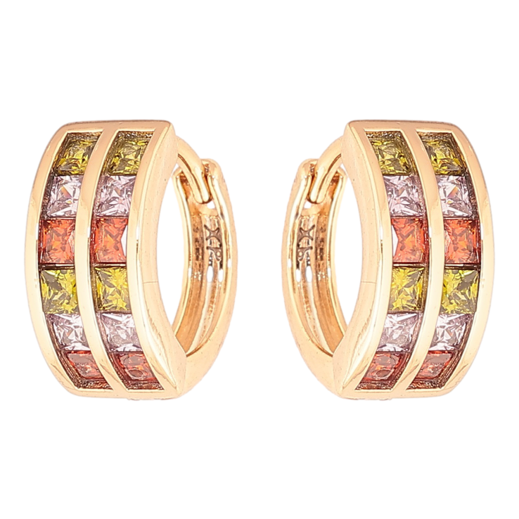 Серьги Xuping Позолота 18K колечки Дорожки разноцветных кристаллов фото №24