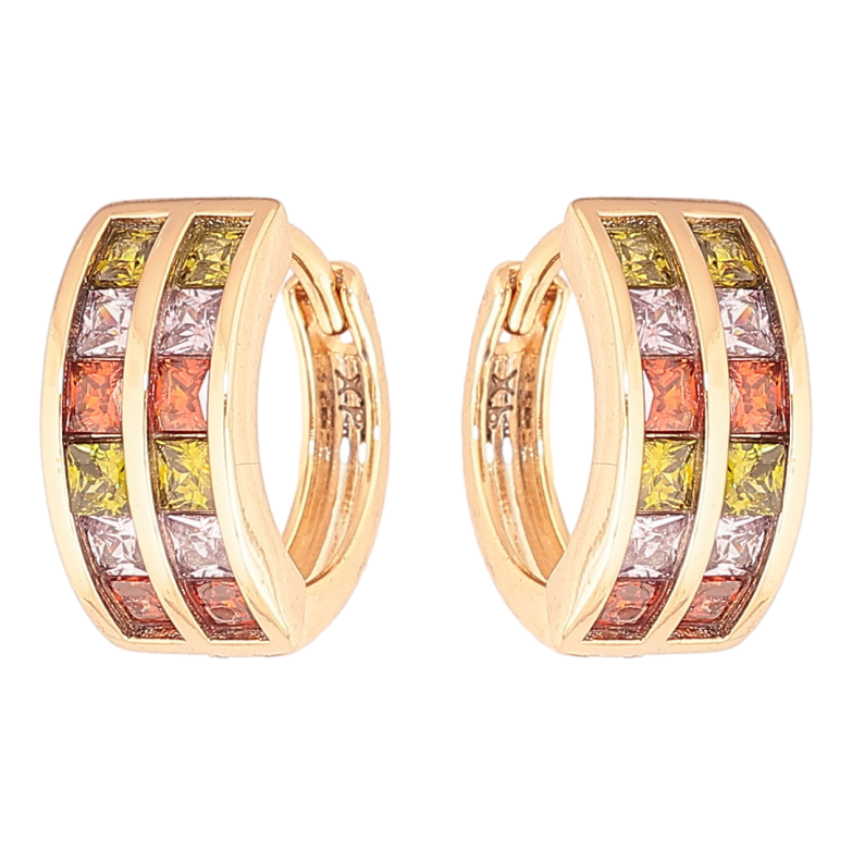 Серьги Xuping Позолота 18K колечки Дорожки разноцветных кристаллов фото №2