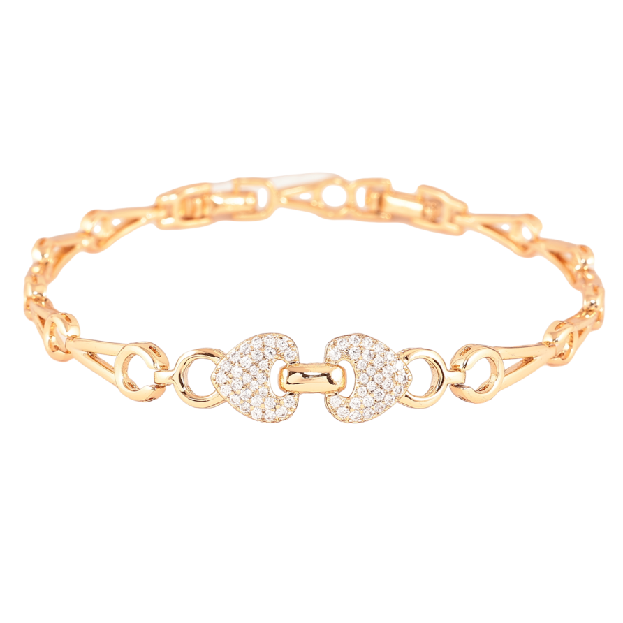 Браслет Xuping Позолота 18K Узор с кристаллами длина с доп.замком 17.5,19.5см х 6-10мм фото №1 Браслет Xuping Позолота 18K Узор с кристаллами длина с доп.замком 17.5,19.5см х 6-10мм фото №1