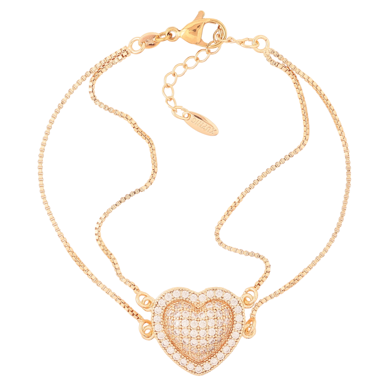 Браслет Xuping M&L Цвет 18K Двойная цепочка с сердечком» длинна с доп.цепочкой 18-22см х 1.5мм фото №1