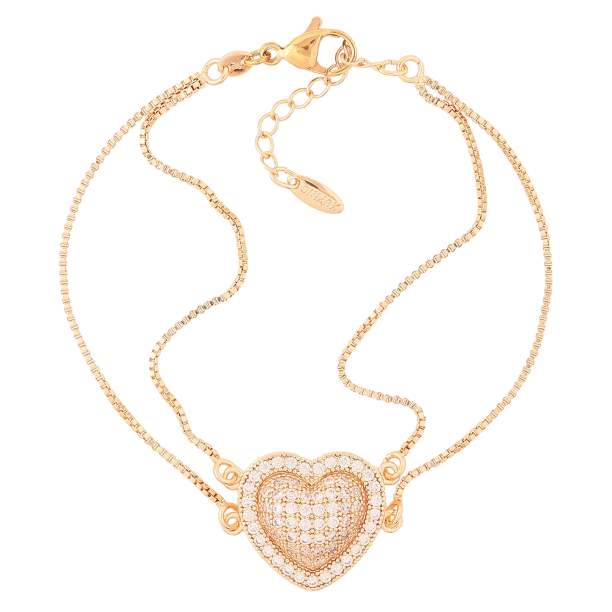 Браслет Xuping M&L Колір 18K «Подвійний ланцюжок із сердечком» довжина з дод.ланцюжком 18-22см х 1.5мм фото №1