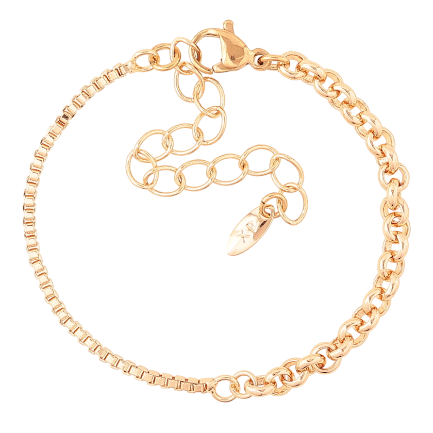 Браслет Xuping M&L Цвет 18K Комбинированная цепочка» длинна с доп.цепочкой 13.5-19см х 2-4мм фото №1