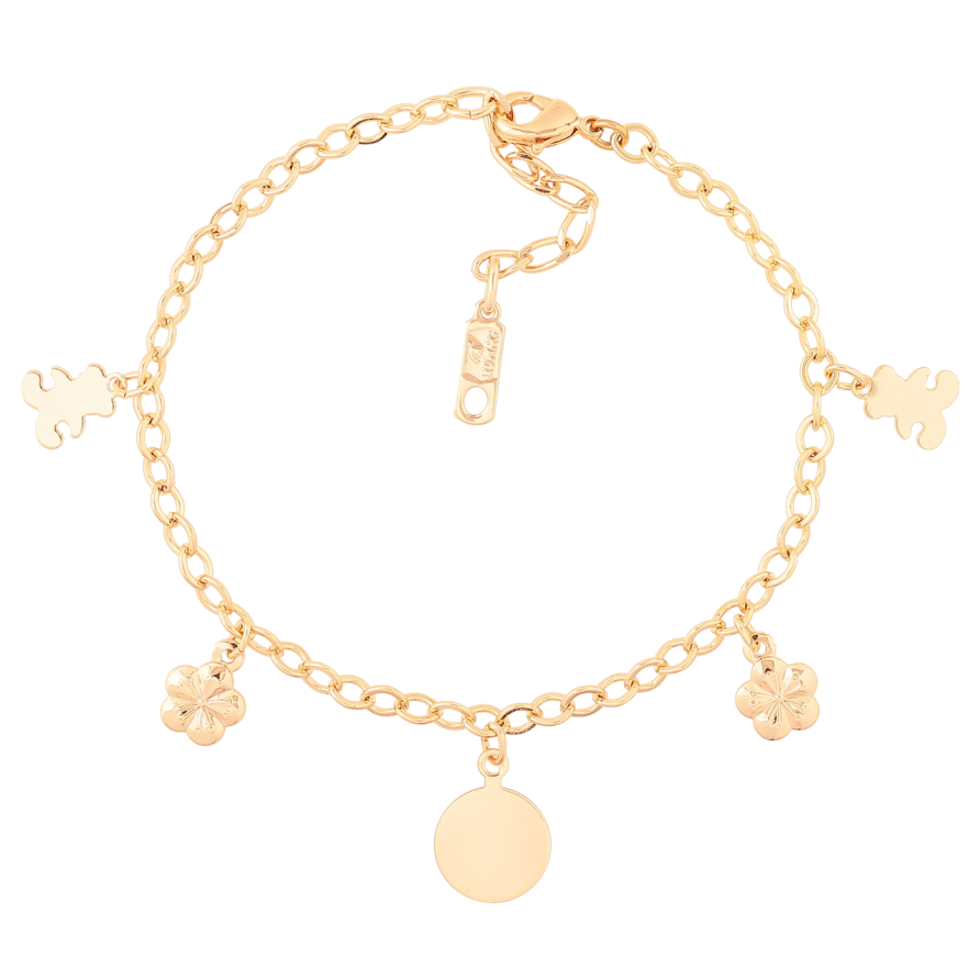 Браслет Xuping M&L Цвет 18K Цепочка с подвесками» длинна с доп.цепочкой 17-20.5см х 3.5мм фото №1 Браслет Xuping M&L Цвет 18K Цепочка с подвесками» длинна с доп.цепочкой 17-20.5см х 3.5мм фото №1