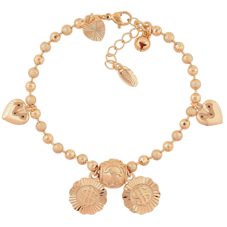 Браслет Xuping M&L Цвет 18K Цепочка с подвесками» длинна с доп.цепочкой 18-21.5см х 4мм фото №1 Браслет Xuping M&L Цвет 18K Цепочка с подвесками» длинна с доп.цепочкой 18-21.5см х 4мм фото №1