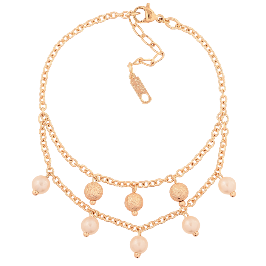 Браслет Xuping M&L Цвет 18K Двойная цепочка с подвесками» длинна с доп.цепочкой 18-21см х 3мм фото №1