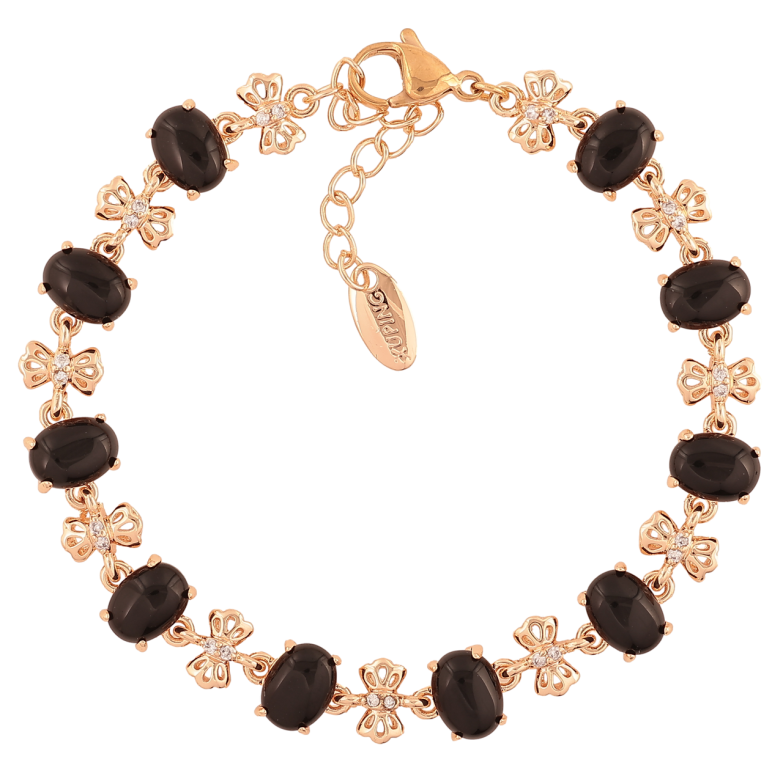 Браслет Xuping M&L Цвет 18K Черные кристаллы с бантиками» длинна с доп.цепочкой 18-21см х 7-8мм фото №1 Браслет Xuping M&L Цвет 18K Черные кристаллы с бантиками» длинна с доп.цепочкой 18-21см х 7-8мм фото №1