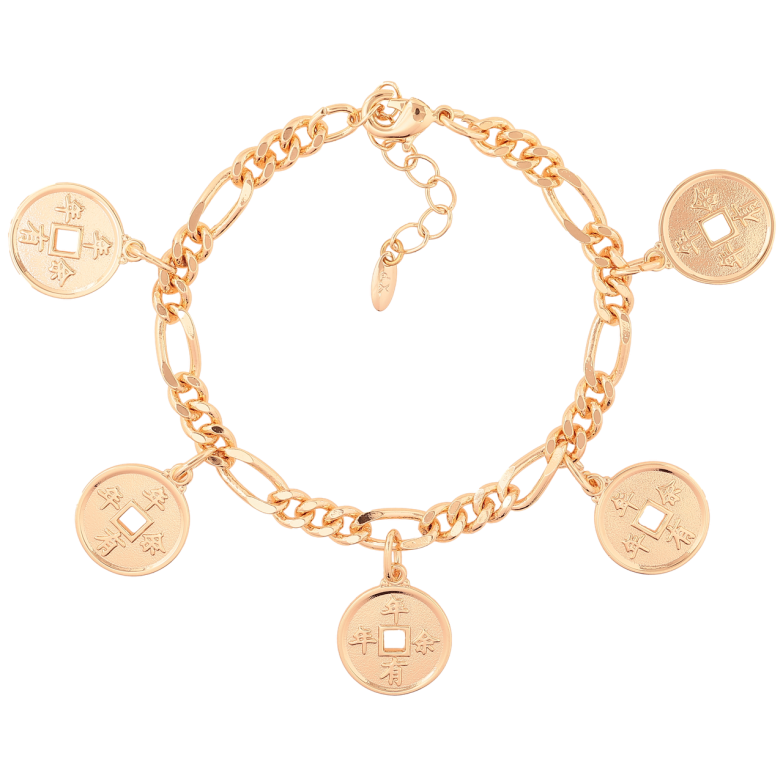 Браслет Xuping M&L Колір 18K «Ланцюжок з китайськими монетами» довжина з доп.ланцюжком 18-21см х 6мм фото №1 Браслет Xuping M&L Колір 18K «Ланцюжок з китайськими монетами» довжина з доп.ланцюжком 18-21см х 6мм фото №1