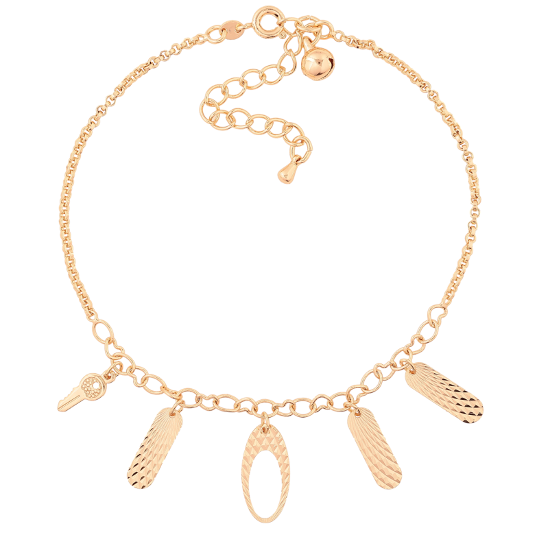 Браслет Xuping M&L Колір 18К на ногу «Ланцюжок з підвісками» довжина з доп. ланцюжком 23-28см х 2-4мм фото №1 Браслет Xuping M&L Колір 18К на ногу «Ланцюжок з підвісками» довжина з доп. ланцюжком 23-28см х 2-4мм фото №1