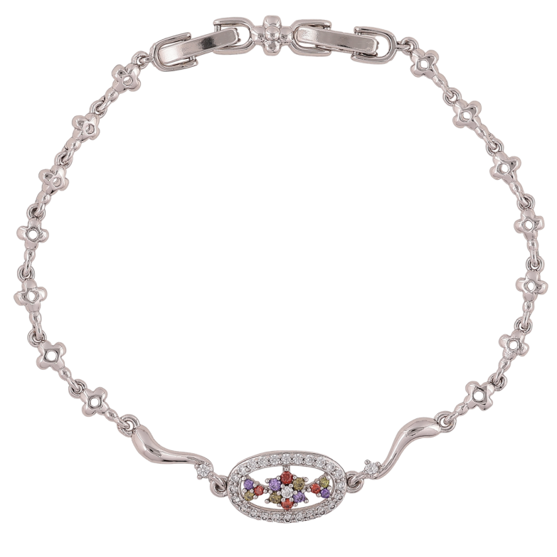 Браслет Xuping Родій «Квітковий візерунок з різнокольоровими кристалами» розмір з дод. замком 17.5,19см х 4-9мм фото №4