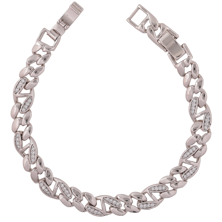 Браслет Xuping Родий Узор цепочка с кристаллами размер с доп. замком 17,19см х 7-8мм фото №1 Браслет Xuping Родий Узор цепочка с кристаллами размер с доп. замком 17,19см х 7-8мм фото №1