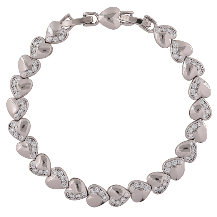 Браслет Xuping Родий Сердечки размер с доп. замком 17,19см х 7мм фото №13