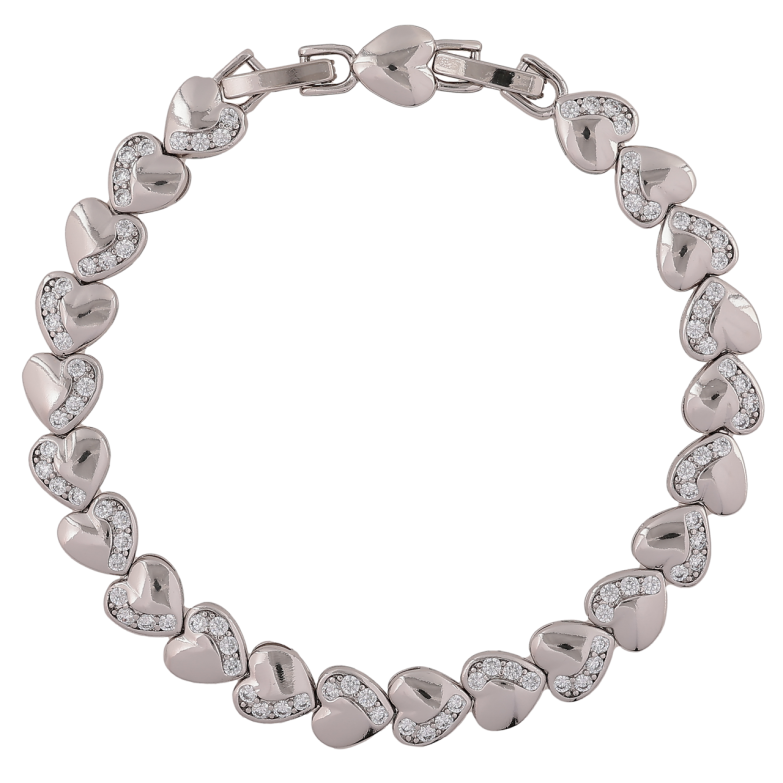 Браслет Xuping Родий Сердечки размер с доп. замком 17,19см х 7мм фото №2 Браслет Xuping Родий Сердечки размер с доп. замком 17,19см х 7мм фото №2