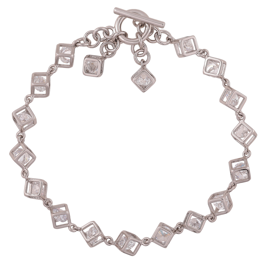Браслет Xuping Родій «Кубики з кристалами» розмір 21см х 5мм фото №1