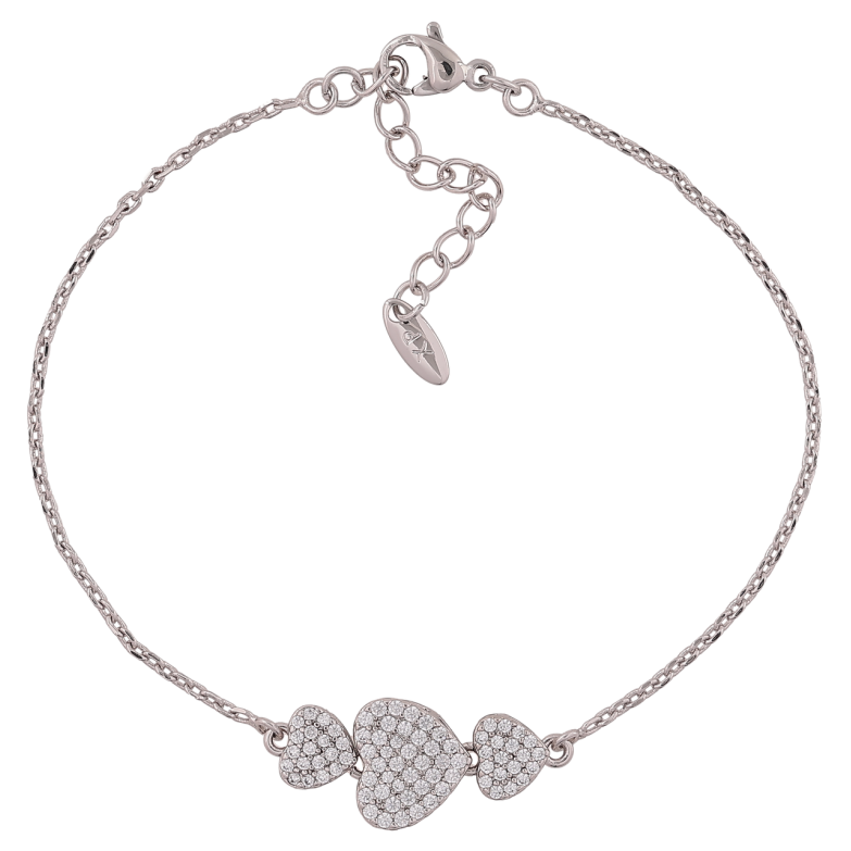 Браслет Xuping Родій «Ланцюжок Якірний зі вставкою сердечка» розмір з доп. ланцюжком 18-21.5см х 1мм фото №1