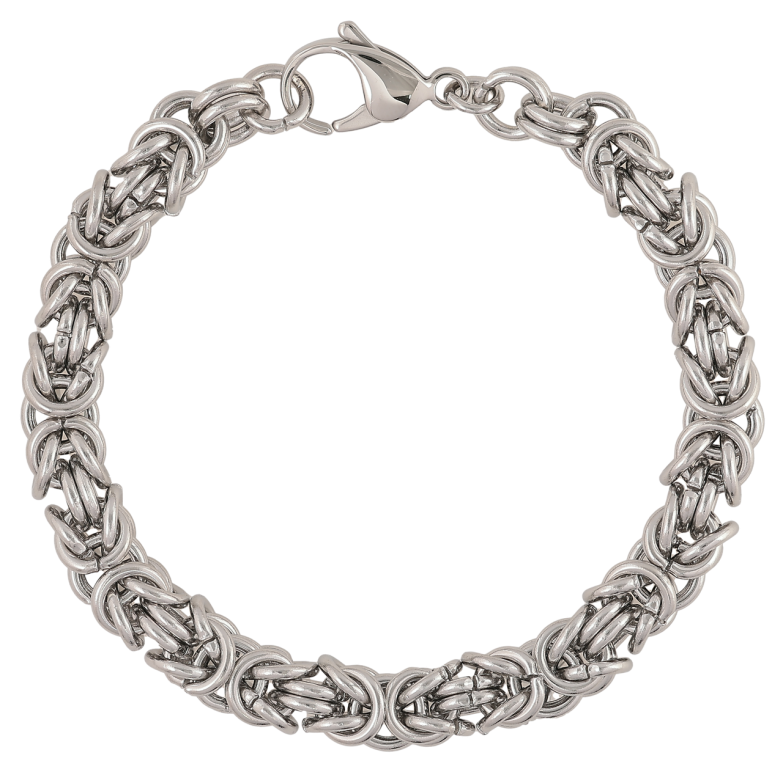 Браслет Xuping ТТМ Stainless Steel колір Родій «Ланцюжок Візантійське плетіння» розмір 20.5см х 8мм фото №1 Браслет Xuping ТТМ Stainless Steel колір Родій «Ланцюжок Візантійське плетіння» розмір 20.5см х 8мм фото №1