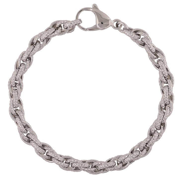 Браслет Xuping ТТМ Stainless Steel цвет Родий Цепочка Кордовое плетение размер 19.5см х 6мм фото №2