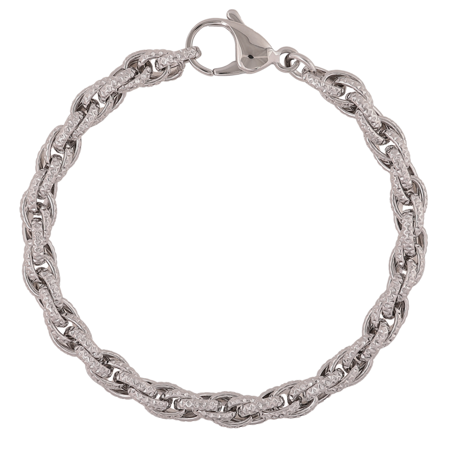 Браслет Xuping ТТМ Stainless Steel цвет Родий Цепочка Кордовое плетение размер 19.5см х 6мм фото №1