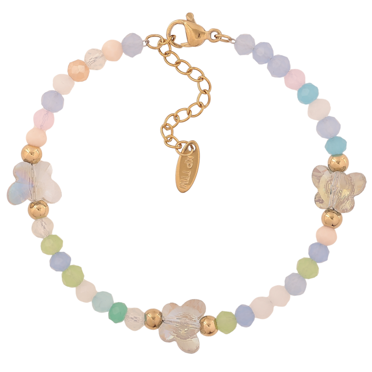 Браслет Xuping ТТМ Stainless Steel цвет 14К Разноцветные бусины с бабочками с доп.цеп 17-20.5см х 1.5мм фото №25 Браслет Xuping ТТМ Stainless Steel цвет 14К Разноцветные бусины с бабочками с доп.цеп 17-20.5см х 1.5мм фото №25