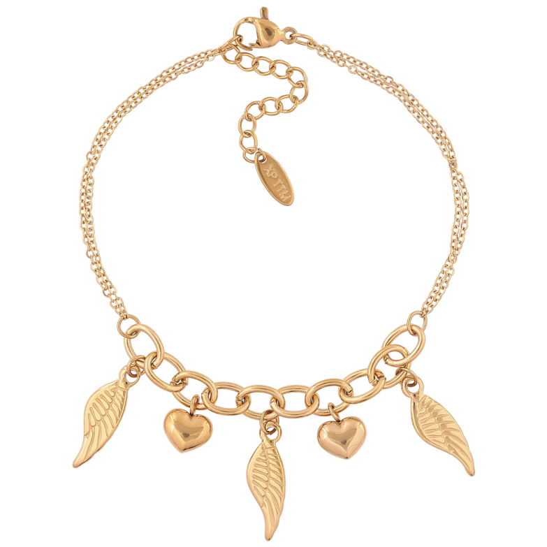 Браслет Xuping ТТМ Stainless Steel цвет 14К Комбинированная цепочка с подвесками с доп.цеп 18-22см х 2мм фото №1