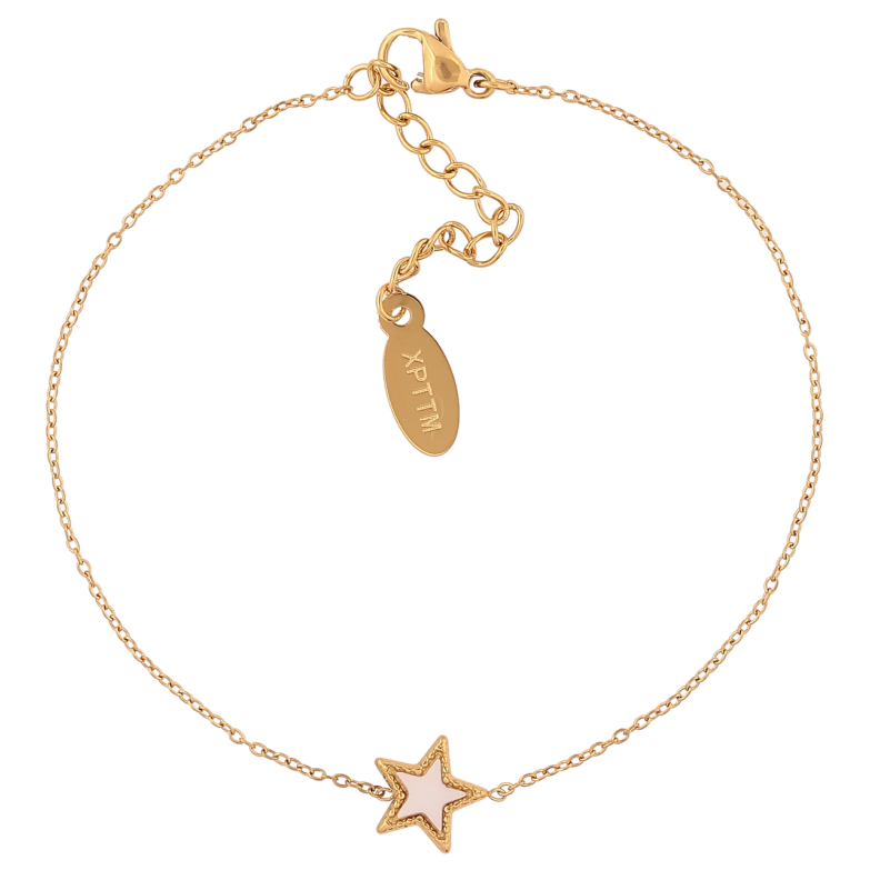 Браслет Xuping ТТМ Stainless Steel цвет 14К Цепочка с вставкой звезда с доп.цеп 17-20см х 1мм фото №1