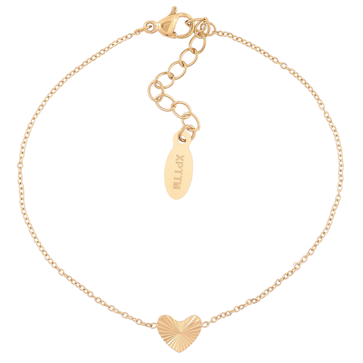 Браслет Xuping ТТМ Stainless Steel цвет 14К Цепочка с вставкой сердце с доп.цеп 16.5-20см х 1мм фото №4