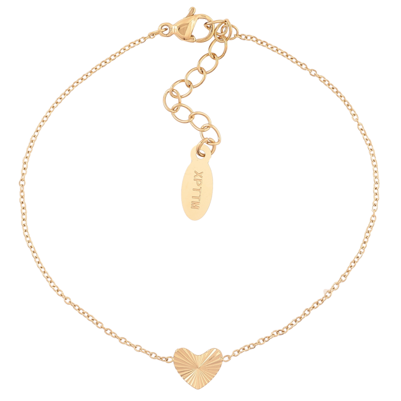Браслет Xuping ТТМ Stainless Steel колір 14К «Ланцюжок зі вставкою серце» з доп.ланцюгом 16.5-20см х 1мм фото №1 Браслет Xuping ТТМ Stainless Steel колір 14К «Ланцюжок зі вставкою серце» з доп.ланцюгом 16.5-20см х 1мм фото №1