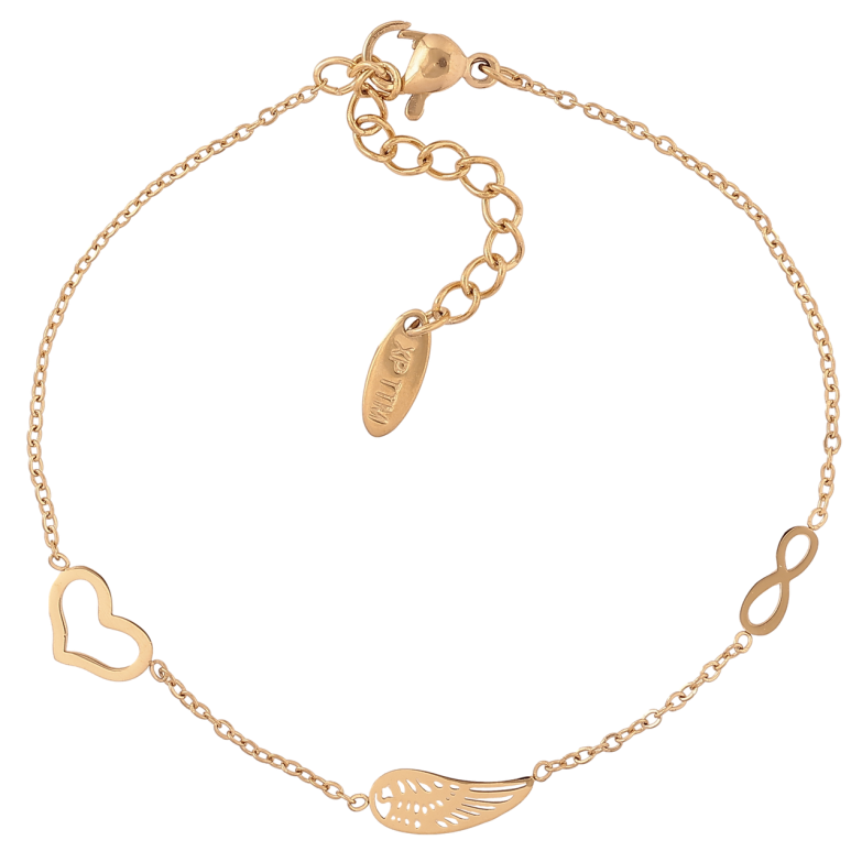 Браслет Xuping ТТМ Stainless Steel колір 14К «Ланцюжок зі вставками» з доп.ланцюгом 17.5-21см х 1мм фото №1 Браслет Xuping ТТМ Stainless Steel колір 14К «Ланцюжок зі вставками» з доп.ланцюгом 17.5-21см х 1мм фото №1