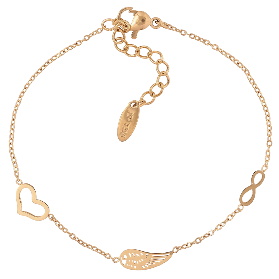 Браслет Xuping ТТМ Stainless Steel цвет 14К Цепочка с вставками с доп.цеп 17.5-21см х 1мм фото №1