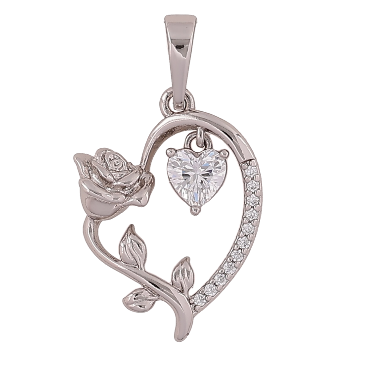 Кулон Xuping Родій «Сердечко з трояндою» для ланцюжка до 6мм фото №12