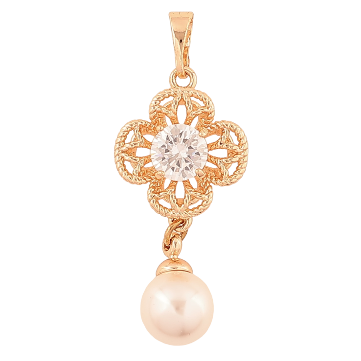 Кулон Xuping M&L Колір 18К «Квіточка з перлиною» для ланцюжка до 5мм фото №3 Кулон Xuping M&L Колір 18К «Квіточка з перлиною» для ланцюжка до 5мм фото №3