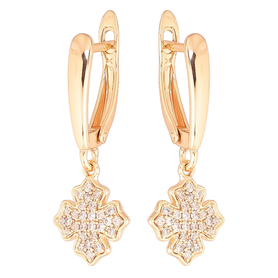 Серьги Xuping M&L Цвет 18K английский замок Крестики с кристаллами фото №1 Серьги Xuping M&L Цвет 18K английский замок Крестики с кристаллами фото №1