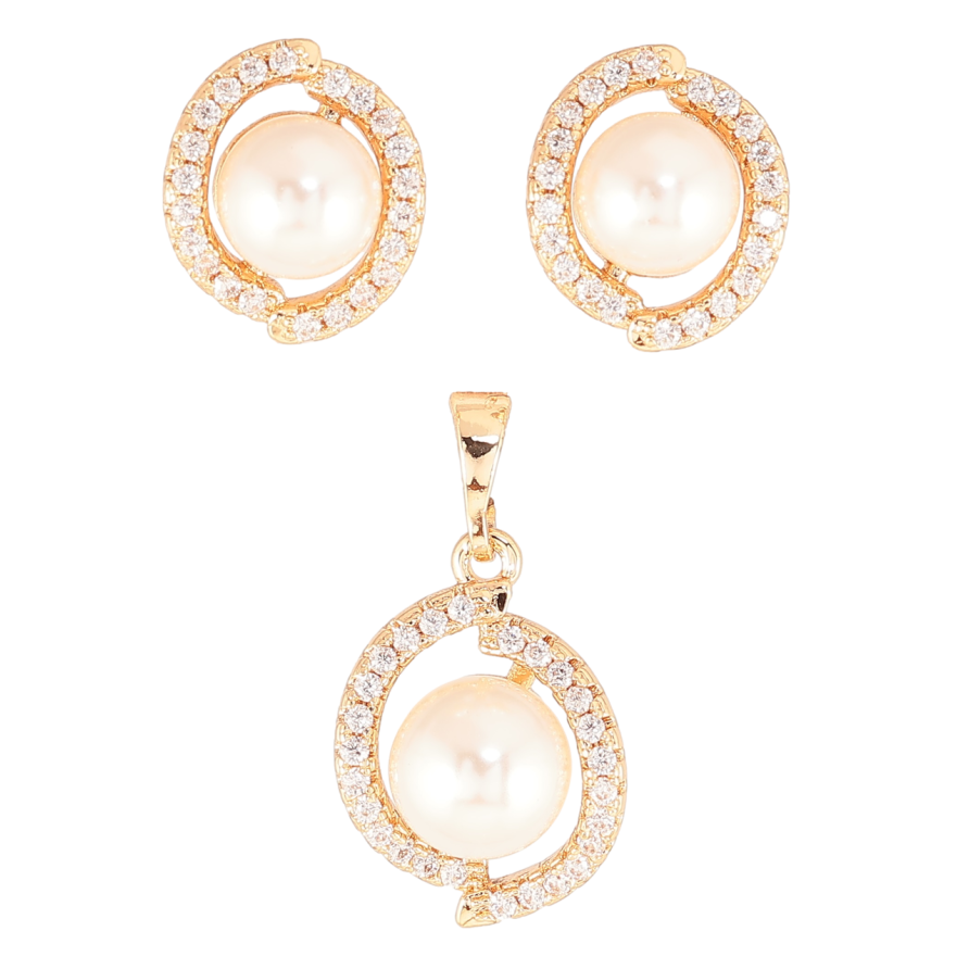 Набір Xuping M&L Колір 18K Сережки Кулон «Перлини в обрамленні кристалів» фото №1