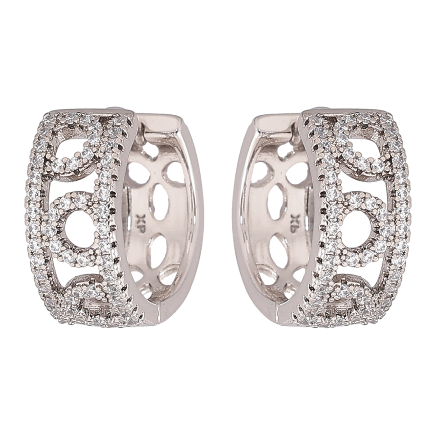 Серьги Xuping Родий колечки Инкрустация кристаллами фото №1 Серьги Xuping Родий колечки Инкрустация кристаллами фото №1