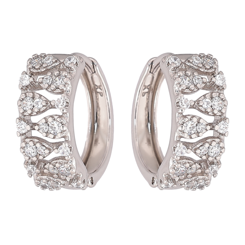 Сережки Xuping Родій колечка «Візерунок з інкрустацією кристалами» фото №1 Сережки Xuping Родій колечка «Візерунок з інкрустацією кристалами» фото №1