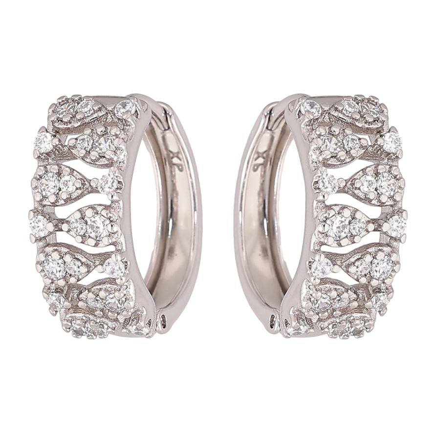Серьги Xuping Родий колечки Узор с инкрустацией кристаллами фото №1 Серьги Xuping Родий колечки Узор с инкрустацией кристаллами фото №1