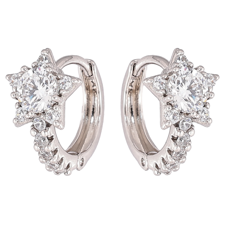 Серьги Xuping Родий колечки Звезды с кристаллами фото №1 Серьги Xuping Родий колечки Звезды с кристаллами фото №1