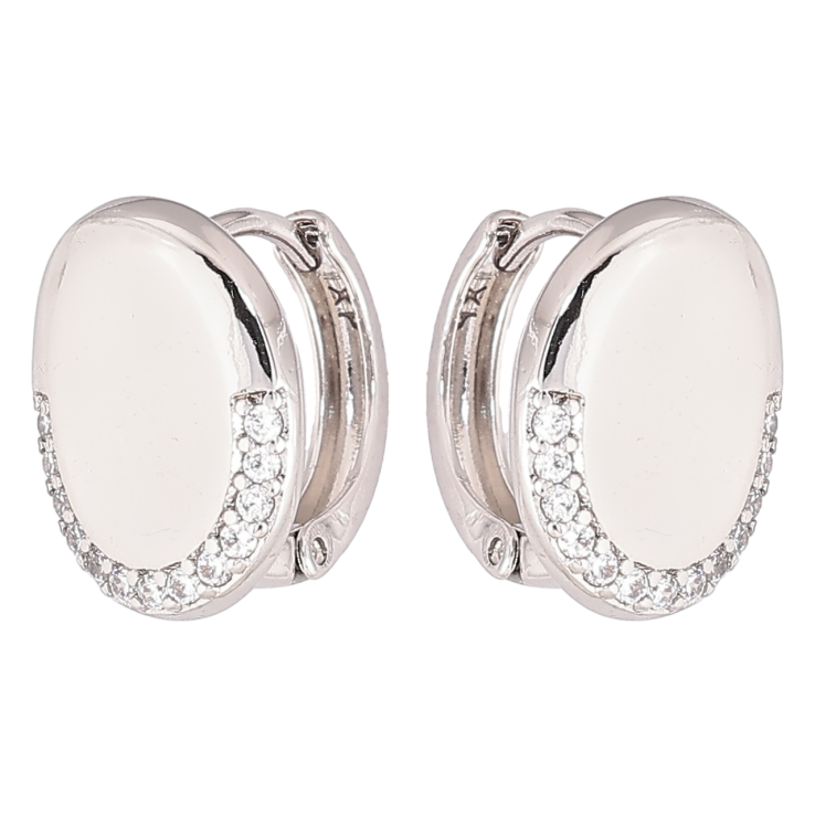 Серьги Xuping Родий колечки Овалы с кристаллами фото №3 Серьги Xuping Родий колечки Овалы с кристаллами фото №3
