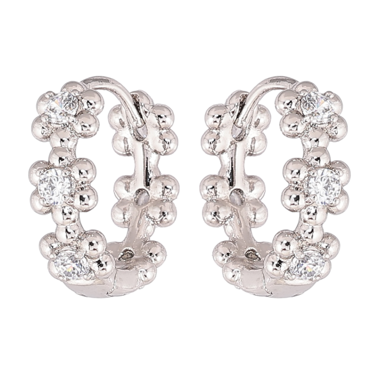 Серьги Xuping Родий колечки Цветочный узор с кристаллами фото №16 Серьги Xuping Родий колечки Цветочный узор с кристаллами фото №16