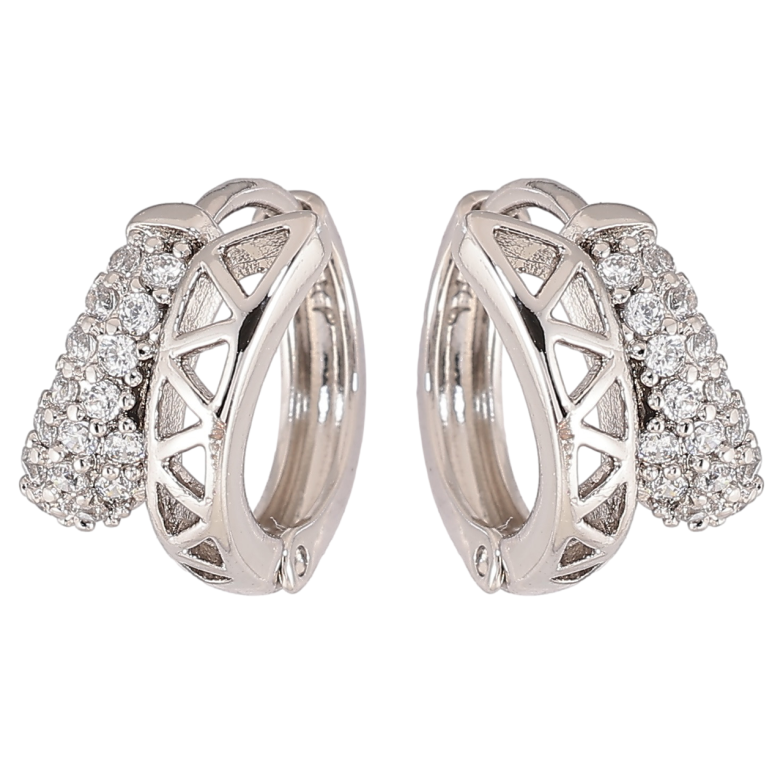 Сережки Xuping Родій колечка «Різьблений візерунок з інкрустацією кристалами» фото №1 Сережки Xuping Родій колечка «Різьблений візерунок з інкрустацією кристалами» фото №1