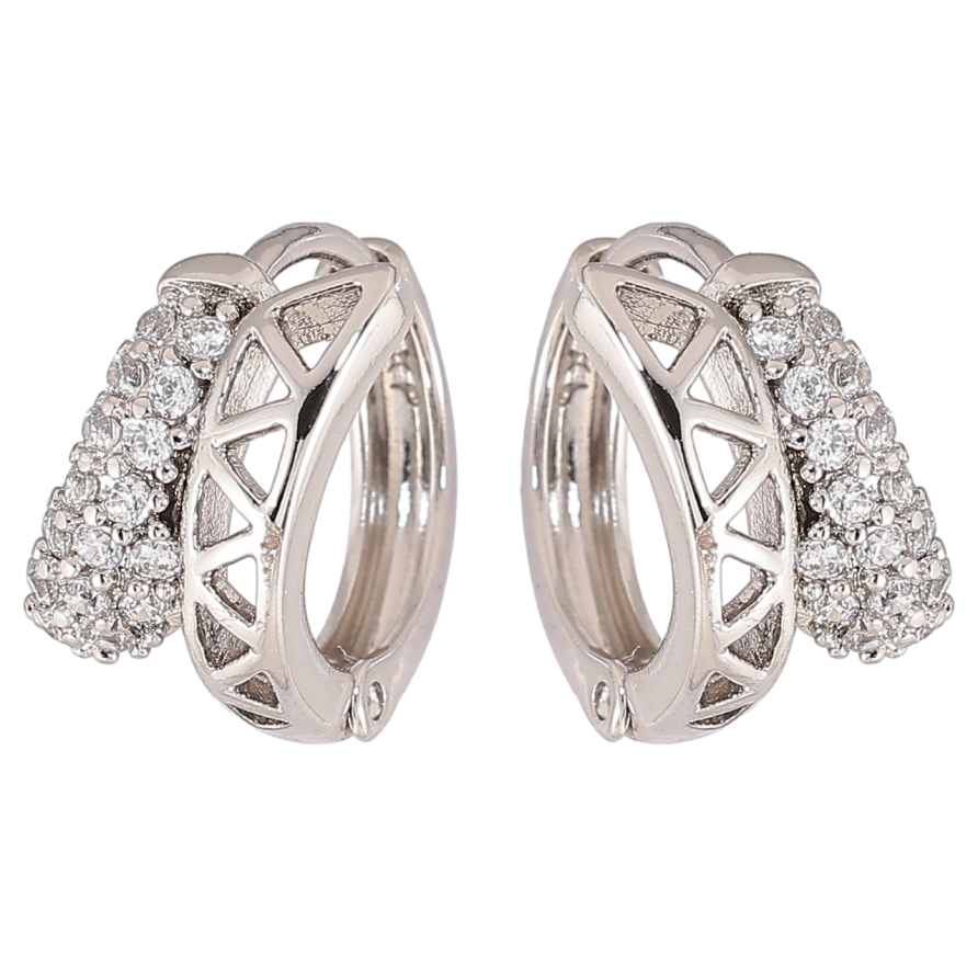 Серьги Xuping Родий колечки Резной узор с инкрустацией кристаллами фото №1 Серьги Xuping Родий колечки Резной узор с инкрустацией кристаллами фото №1