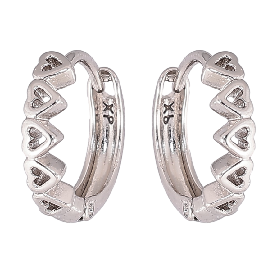 Серьги Xuping Родий колечки Сердечки фото №1 Серьги Xuping Родий колечки Сердечки фото №1