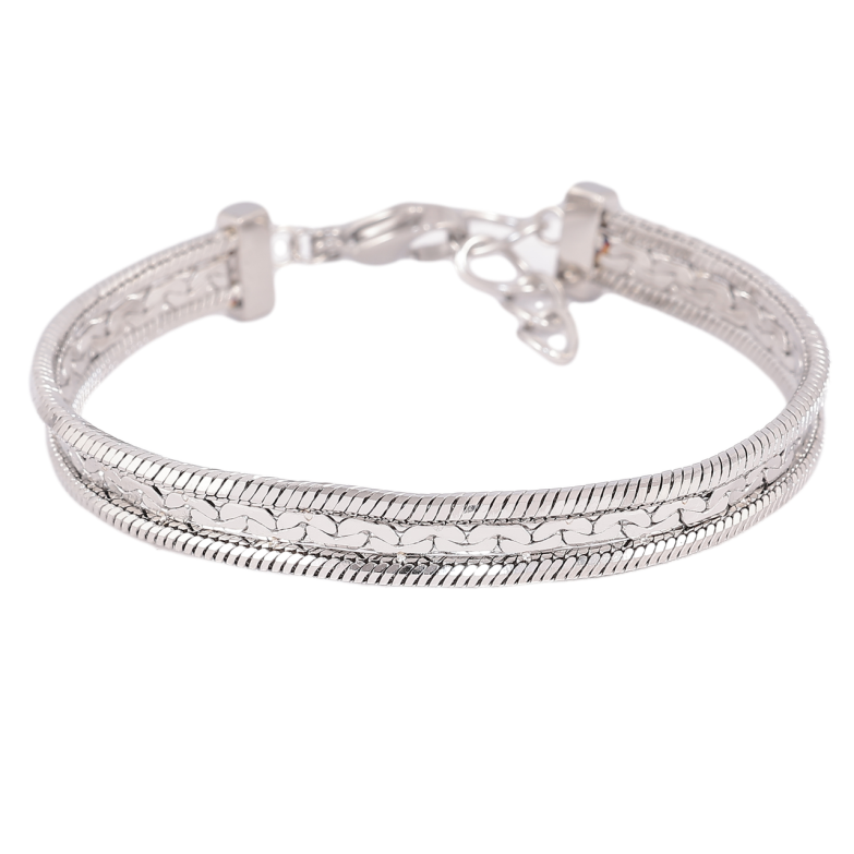 Браслет Xuping ТТМ Stainless Steel цвет Родий Декоративный узор с доп.цепочкой 17.5-19.5см х 7мм фото №1